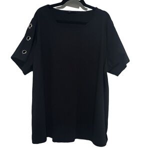 Short Sleeve Top with Grommet Detail